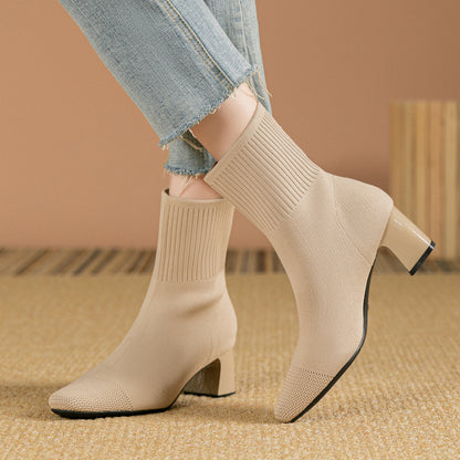 Bottines Talon Épais Femme