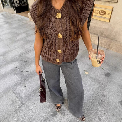 Gilet Sans Manches Maille Femme