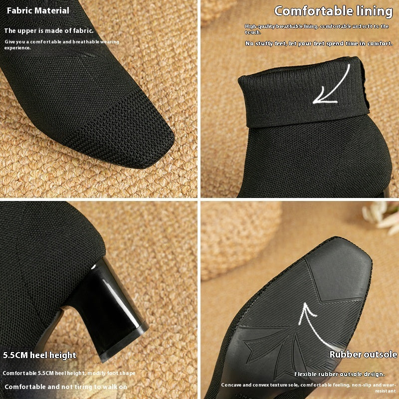 Bottines Talon Épais Femme