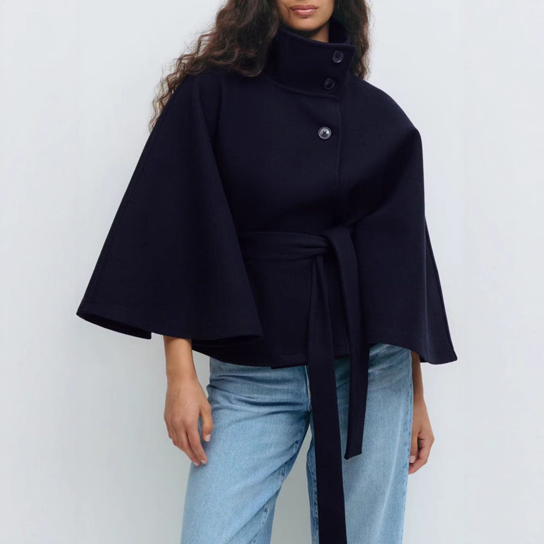 Manteau Court Ceinturé Femme