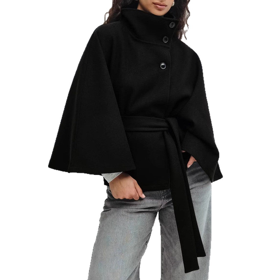 Manteau Court Ceinturé Femme